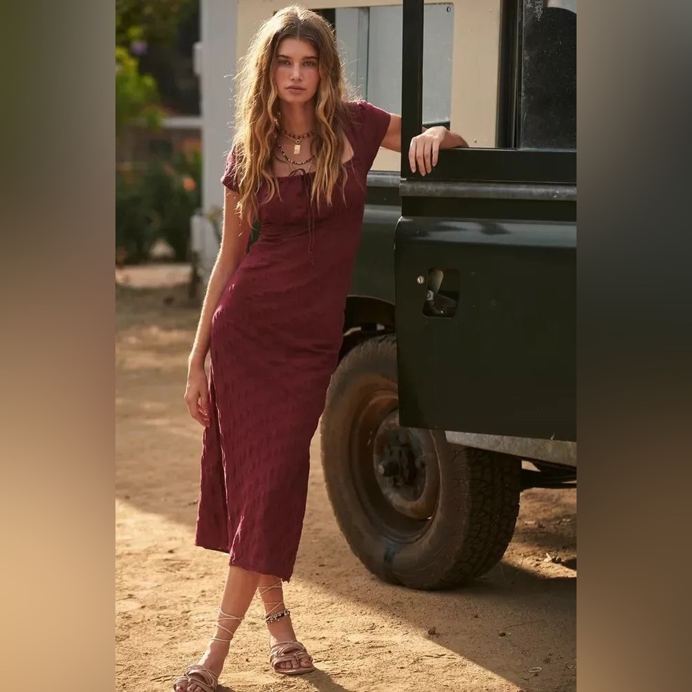 Free People Natalya Solid Midi Dress in Acai